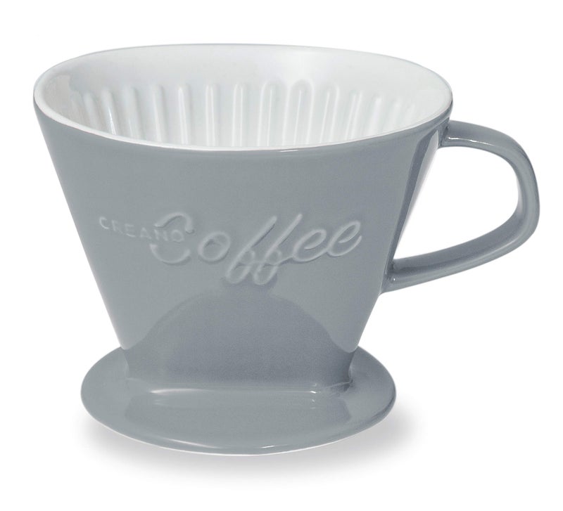 Creano XXL Porcelain Coffee Dripper Stone Grey - Ceramic Cone Brewer - Pour Over Coffee Maker - Filter Size 4 - huge and heavy quality 800gr/28oz - 6 Colours availeble - Image 1